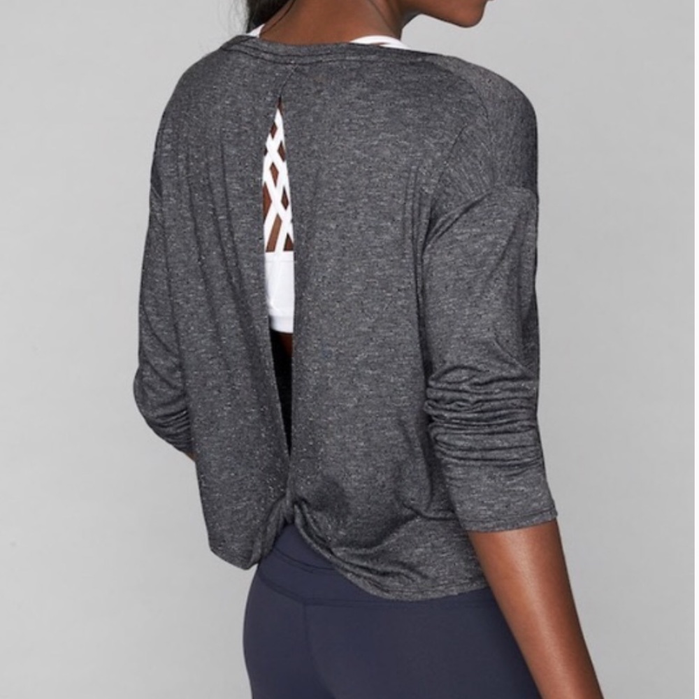 Athleta long sleeve open back twist top